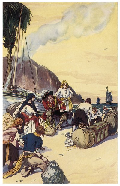 De piraat Henry Morgan deelt de schat van Maracaibo Illustratie uit 