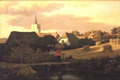 Landschap met hooistapels door George Arnald