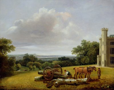 Laden van een houtwagen bij Cave Castle, Yorkshire door George Arnald