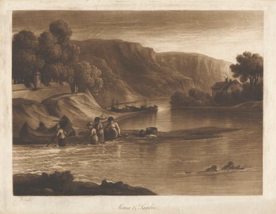 Maas en Samber, vanaf de Poort van de Samber door George Arnald