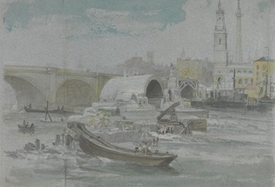 De sloop van de oude London Bridge door George Arnald