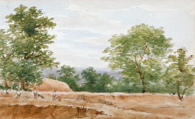 Uitzicht vanaf de opgravingen van de Highgate Tunnel, Londen, 1812 door George Arnald
