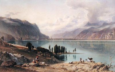 Een uitzicht op het Meer van Genève door George Arthur Fripp