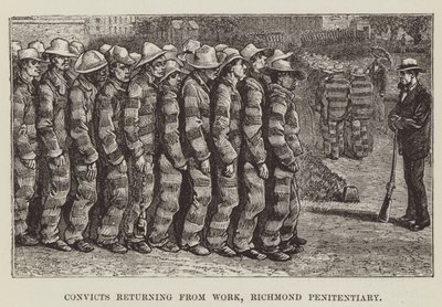 Gevangenen die terugkeren van werk, Richmond Penitentiary door George Augustus Sala