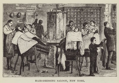 Kapsalon, New York door George Augustus Sala