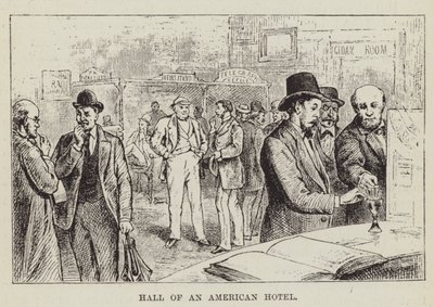 Hal van een Amerikaans hotel door George Augustus Sala