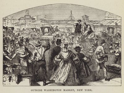 Buiten de Washington Market, New York door George Augustus Sala