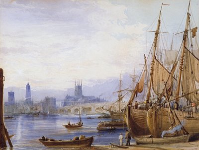Oude London Bridge en Southwark, c1830 door George B Campion