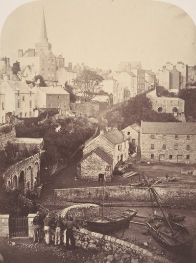 Deel van Tenby Town en haven, 1853 door George B. Stokes