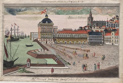 Vista y Prospettiva del Palacio del Rey de Portugal en Lisbona door George Balthazar Probst