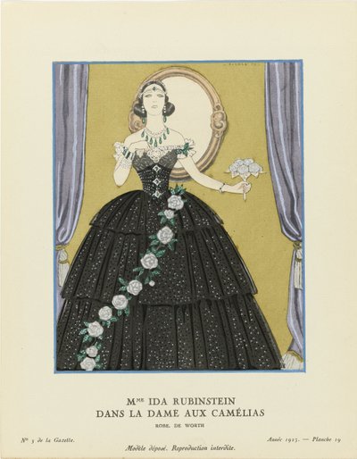 Mme Ida Rubinstein in La Dame aux Camélias, Gazette du Bon Ton, 1923 door George Barbier