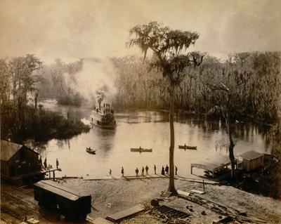 Stern-Wheeler aankomst in Silver Springs, Florida, na een nachtelijke tocht over de St. John..., 1886 door George Barker