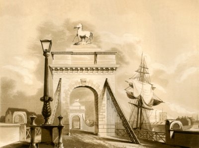 Norfolk Bridge, New Shoreham door George Baxter