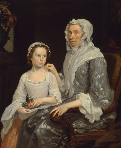 Portret van een oudere dame en een meisje door George Beare
