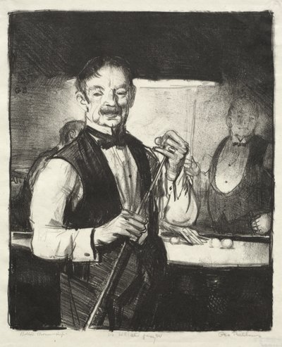 Oude biljartspeler door George Bellows