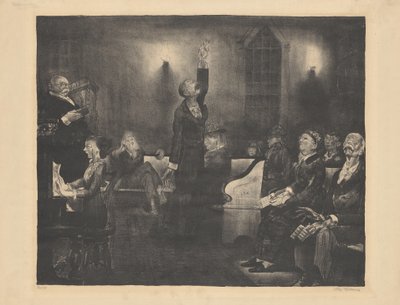 Gebedsbijeenkomst, tweede steen door George Bellows