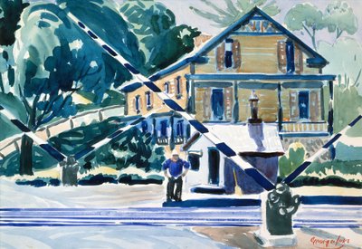 Spoorwegovergang, The Berkshires door George Benjamin Luks