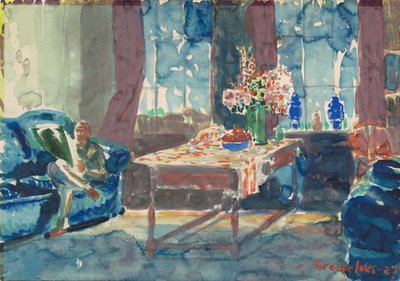 Zelfportret: Interieur van mijn appartement in New York door George Benjamin Luks