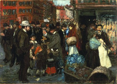 Straatscène (Hester Street) door George Benjamin Luks