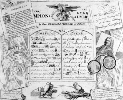 De kampioen, of Evening Advertiser door Capt. Hercules Vinegar van Pall Mall, 1744 door George Bickham