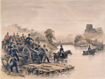 Koninklijke Artillerie, rivieroversteek, circa 1854 door George Bryant Campion