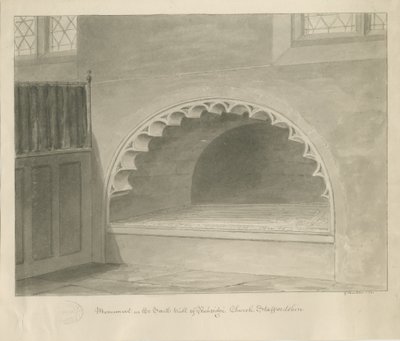 Penkridge Kerk - Monument in Zuidmuur door George Buckler