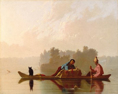 Bont Handelaars die de Missouri Afdalen door George Caleb Bingham