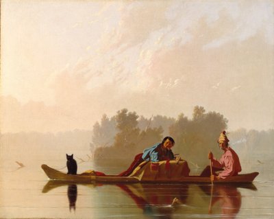 Bont handelaren die de Missouri afdalen door George Caleb Bingham