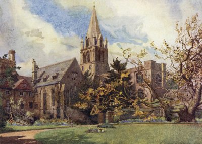 Oxford: Christ Church vanuit een van de tuinen van de kanunnik (kleur litho) door George Carline