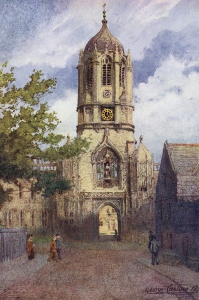 Oxford: Tom Tower, Christ Church (kleur litho) door George Carline