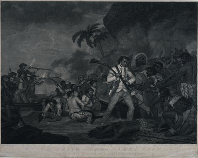De dood van kapitein James Cook door de Indianen van Owhyee, een van de Sandwich-eilanden door George Carter