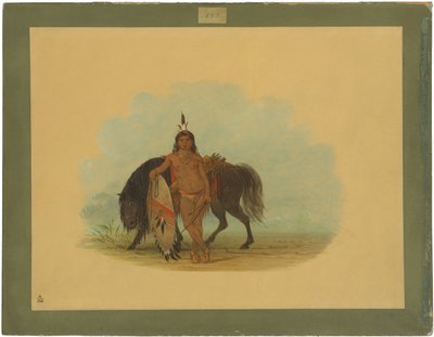 Een Cheyenne Krijger Rust Zijn Paard Uit door George Catlin