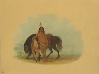Een Cheyenne Krijger Rust Zijn Paard Uit door George Catlin