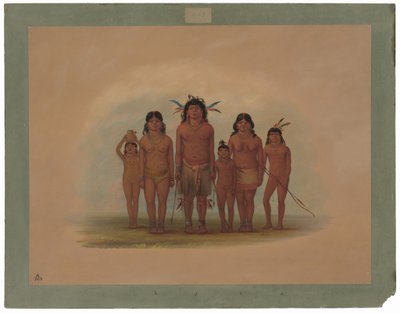 Een Connibo Indiaanse familie door George Catlin