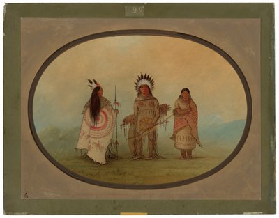 Een Kraaienhoofd, een Krijger en Zijn Vrouw door George Catlin