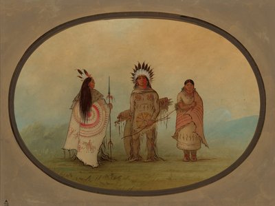 Een Crow-hoofdman, een krijger en zijn vrouw door George Catlin
