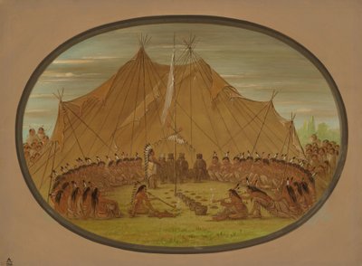 Een Hondenfeest - Sioux, 1861-1869 door George Catlin