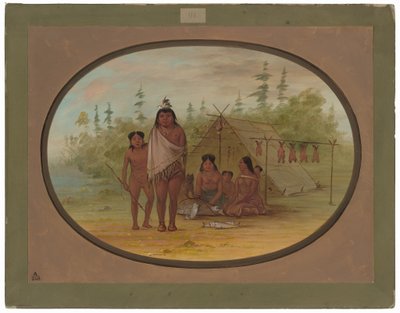 Een Flathead Hoofdman met Zijn Familie door George Catlin