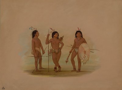 Een Puelchee-hoofdman en twee jonge krijgers, 1854-1869 door George Catlin