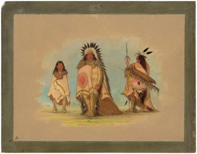 Een Sioux-opperhoofd, zijn dochter en een krijger door George Catlin
