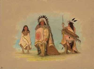 Een Sioux-opperhoofd, zijn dochter en een krijger door George Catlin