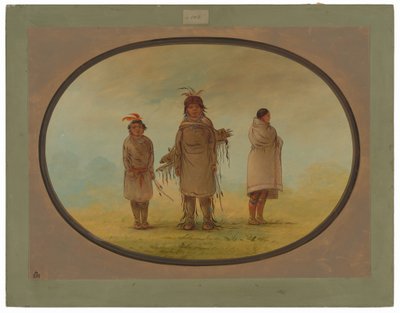 Een Stenen Krijger, Zijn Vrouw en een Jongen door George Catlin
