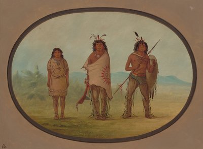 Een Yuma-hoofdman, zijn dochter en een krijger, 1855-1869 door George Catlin
