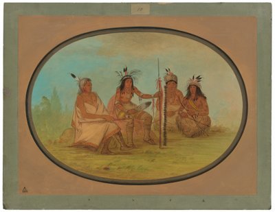 Een Oude Ojibbeway Hoofdman en Drie Krijgers door George Catlin