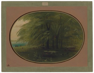 Een Indiaans Dorp - Oever van de Amazone door George Catlin
