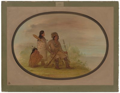 Een oude Nayas-indiaan, zijn kleindochter en een jongen door George Catlin