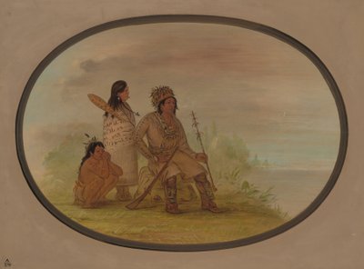 Een oude Nayas Indiaan, zijn kleindochter en een jongen, 1855-1869 door George Catlin
