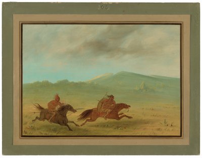Een Osage Indiaan Achtervolgt een Camanchee door George Catlin