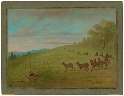 Antilopenjacht - Assinneboine door George Catlin