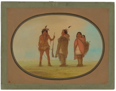 Arapaho Hoofd, Zijn Vrouw en een Krijger door George Catlin